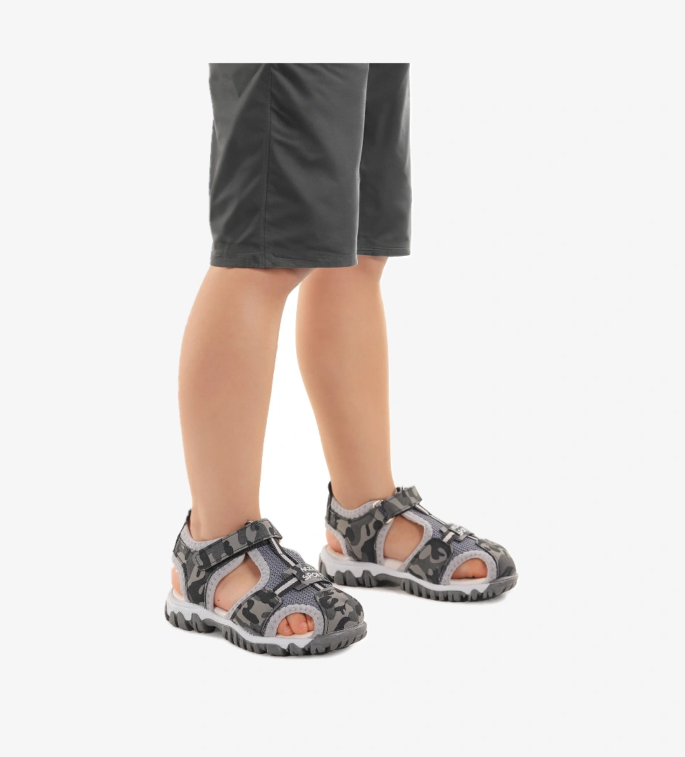 Erkek Bebek Sandalet Arz 2399 Gri Kamuflaj