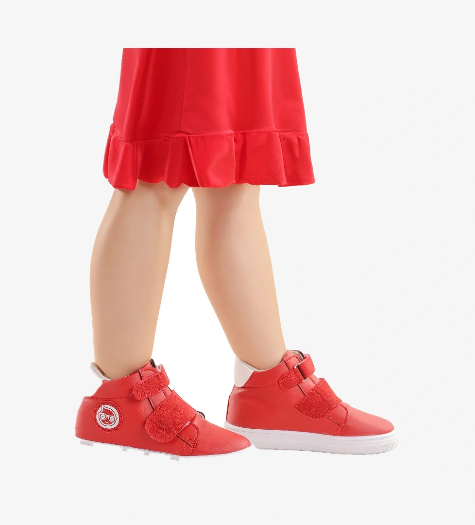 Coyote Cırtlı Kız Bebek Günlük Bot Ayakkabı Kırmızı