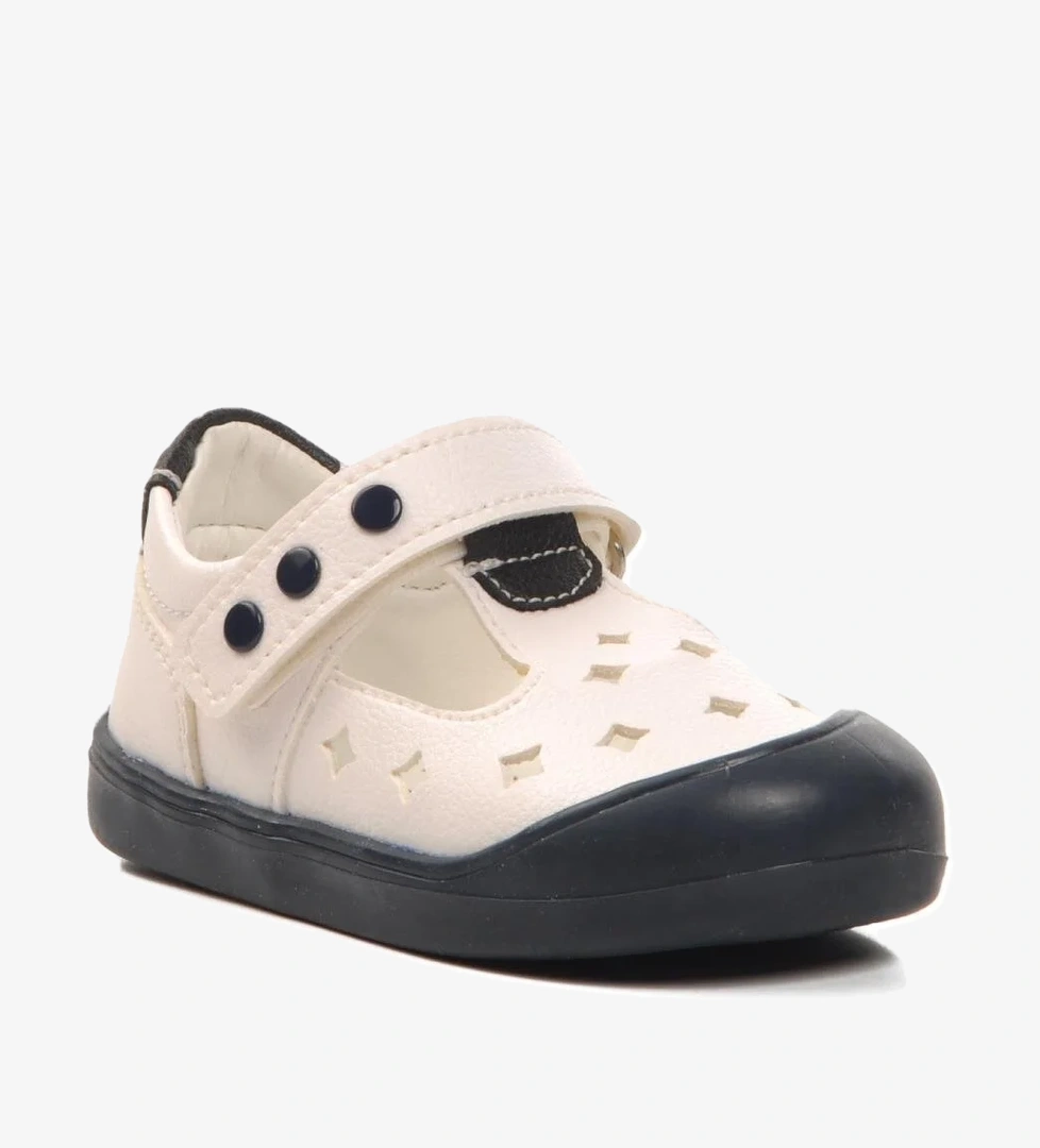 24-414 Beyaz-Lacivert Cırtlı Bebek Günlük Ayakkabı