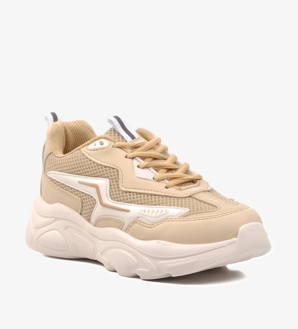 026 Bej-Beyaz Kadın Spor Ayakkabı - Görsel 1