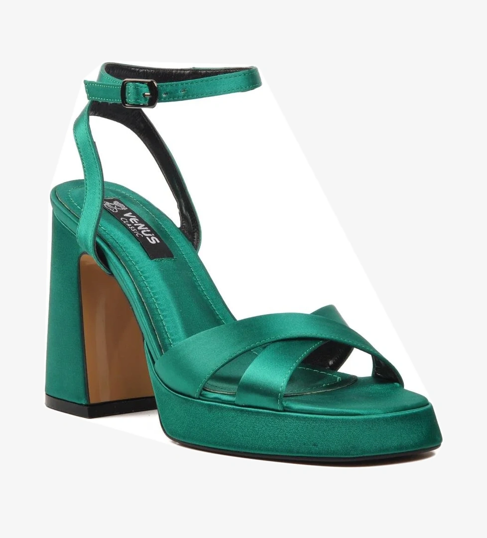 Venüs Yeşil Saten Kadın Abiye Ayakkabı 23101322y model görseli