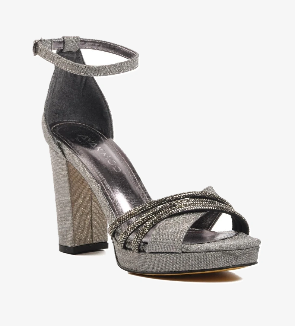 655328 Platin Kadın Topuklu Abiye Ayakkabı - Görsel 1