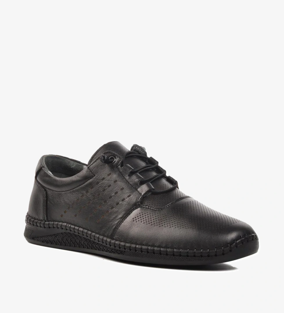 617 M Siyah Nubuk Hakiki Deri Erkek Günlük Ayakkabı - Görsel 1