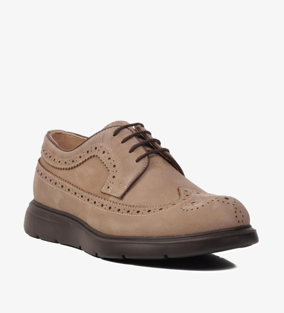 Premium 33281 Vizon Nubuk Hakiki Deri Erkek Casual Ayakkabı