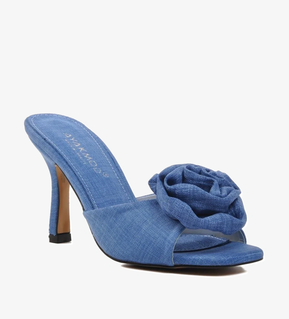 670472 Mavi Topuklu Kadın Terlik - Görsel 1