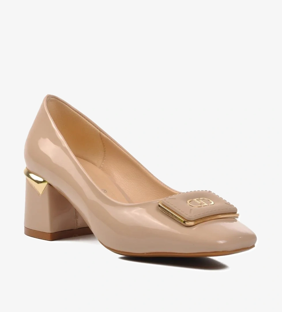 312145 Bej Kadın Topuklu Ayakkabı