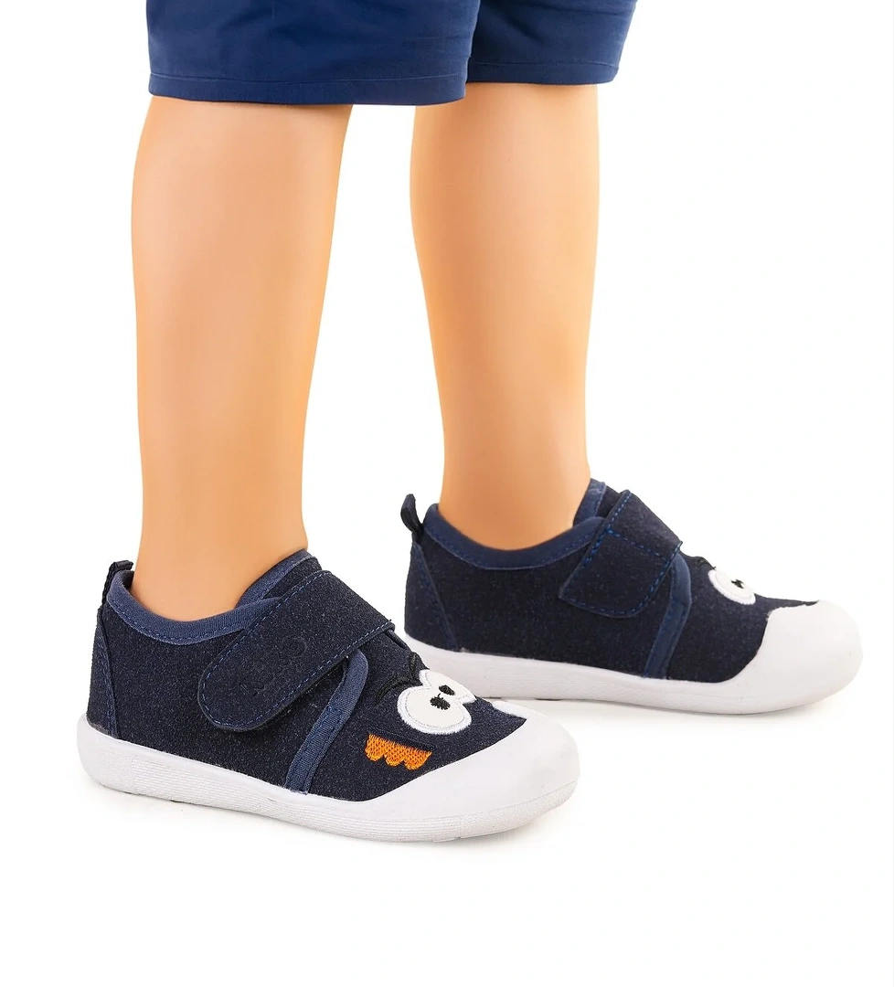 Cookie Cırtlı Erkek Bebek İlk Adım Panduf Ayakkabı Lacivert