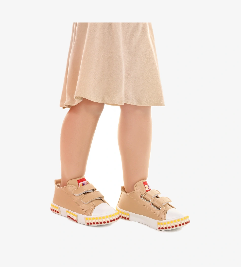 Kach Cırtlı Kız Çocuk Günlük Spor Ayakkabı Ten - Görsel 1