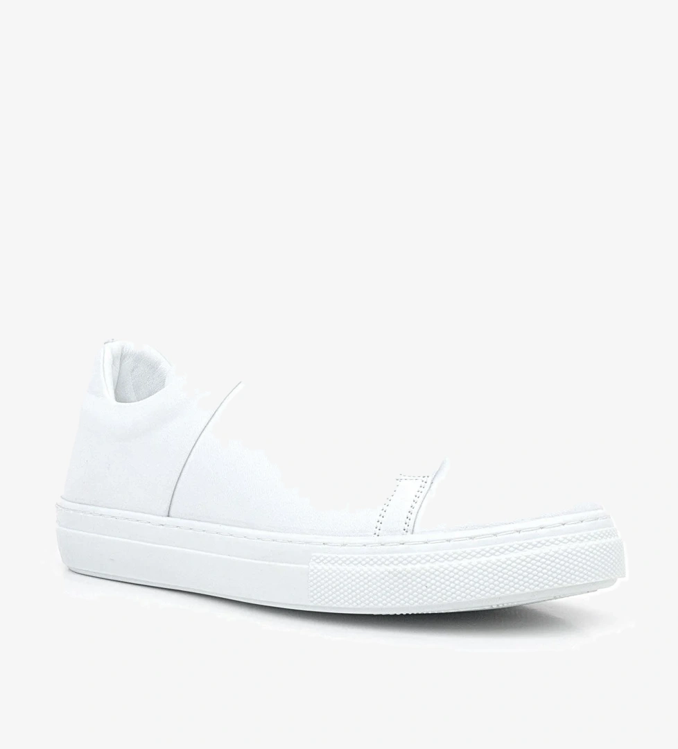 N Trend Beyaz Hakiki Deri Kadın Bağcıklı Sneaker Ayakkabı model görseli