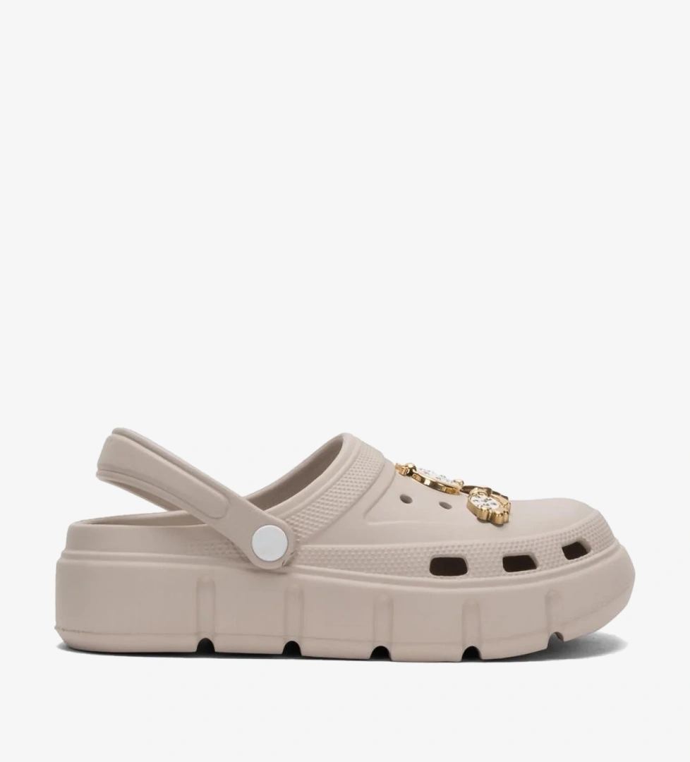 Yüksek Taban Taşlı Comfort Kadın Sandalet VİZON