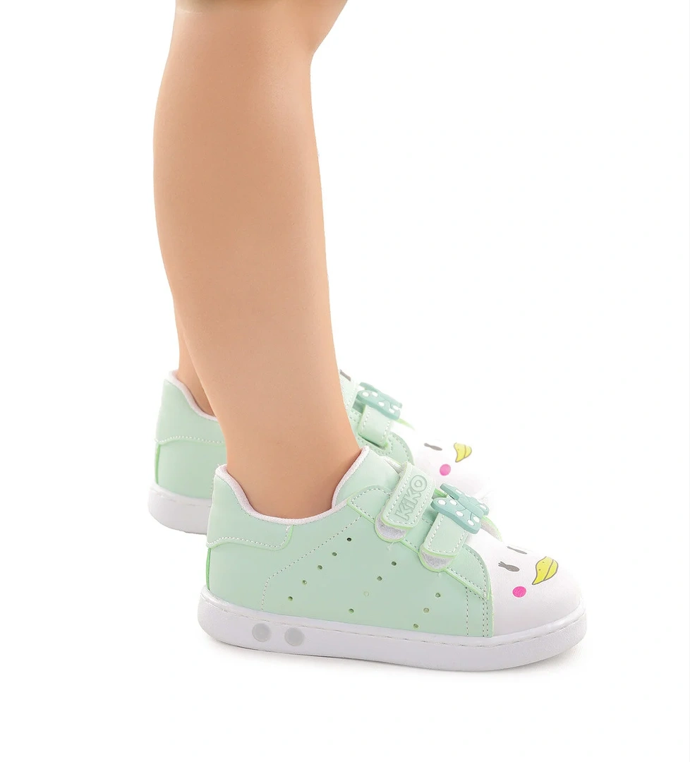 Bart Cırtlı Işıklı Kız Bebek Spor Ayakkabı Su Yeşili