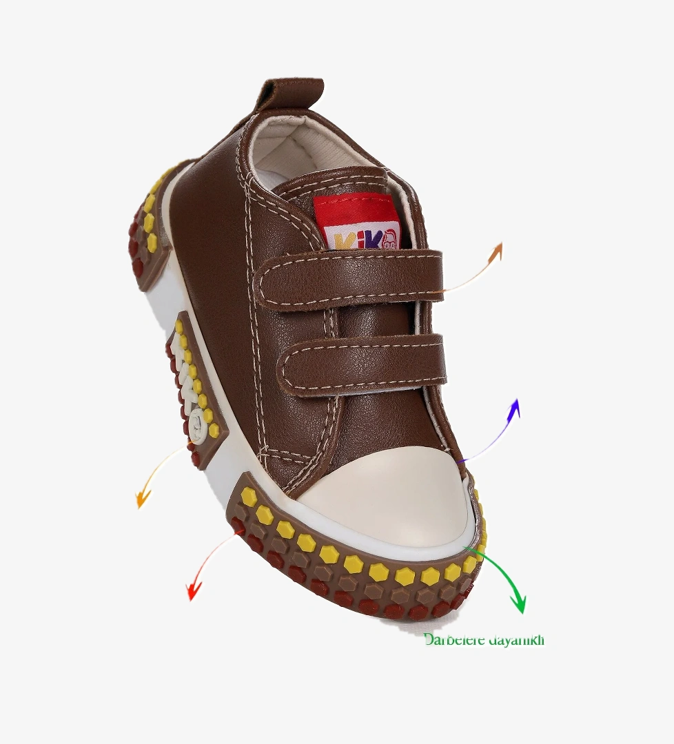 Kach Cırtlı Erkek Bebek Günlük Spor Ayakkabı Kahverengi - Görsel 1