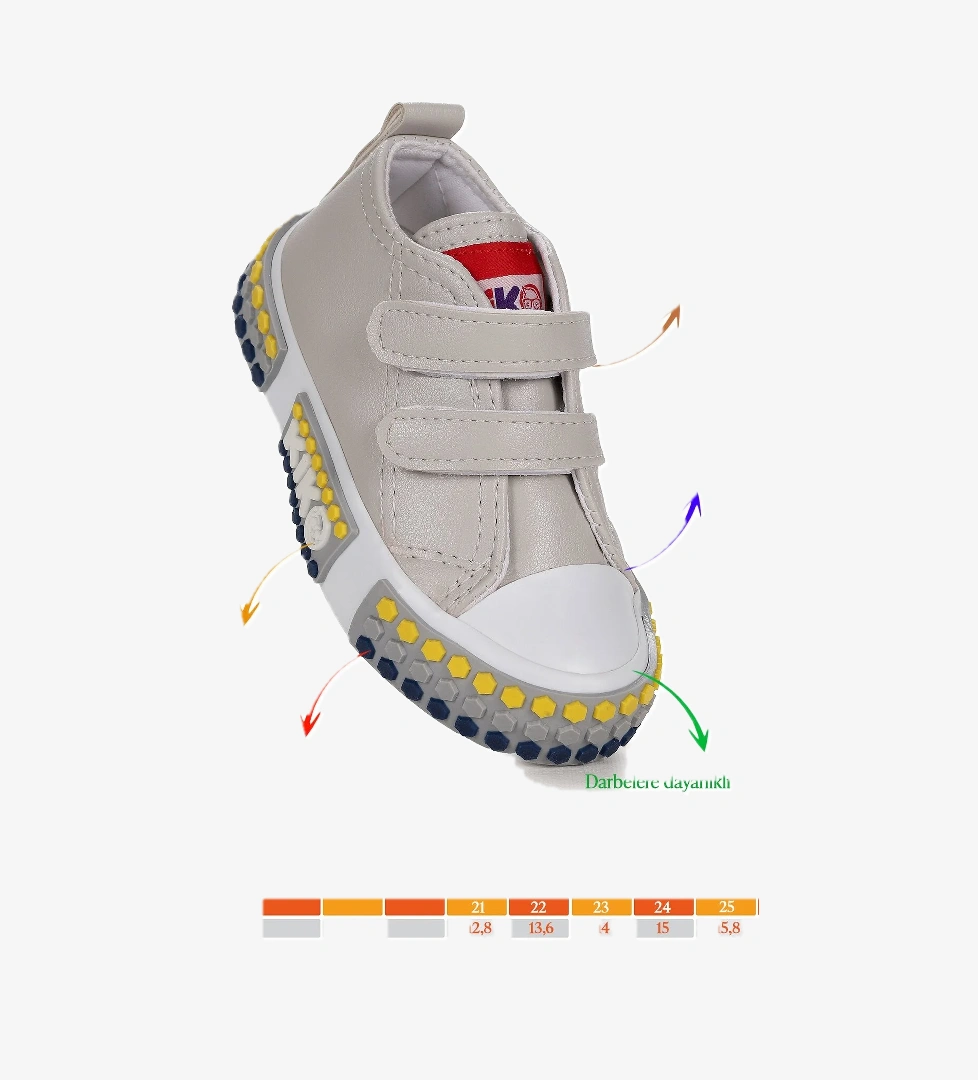 Kach Cırtlı Erkek Bebek Günlük Spor Ayakkabı Gri