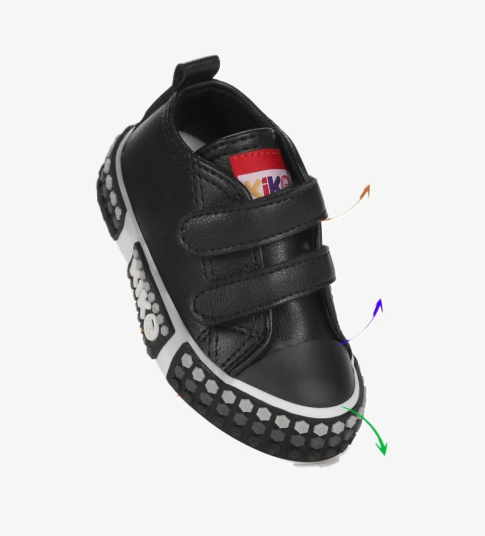 Kach Cırtlı Erkek Bebek Günlük Spor Ayakkabı Siyah