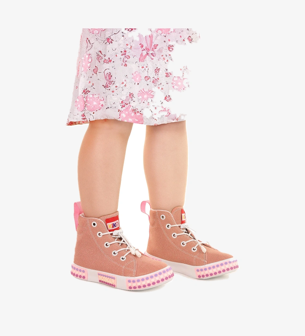 Gamel Günlük Lastikli Kız Bebek Bot Ayakkabı Pudra