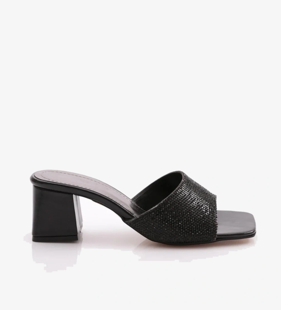 K1034 Kadin Kadeh Topuklu Taş Süslemeli Topuklu Terlik