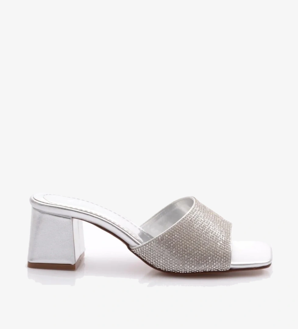 K1034 Kadin Kadeh Topuklu Taş Süslemeli Topuklu Terlik - Görsel 1