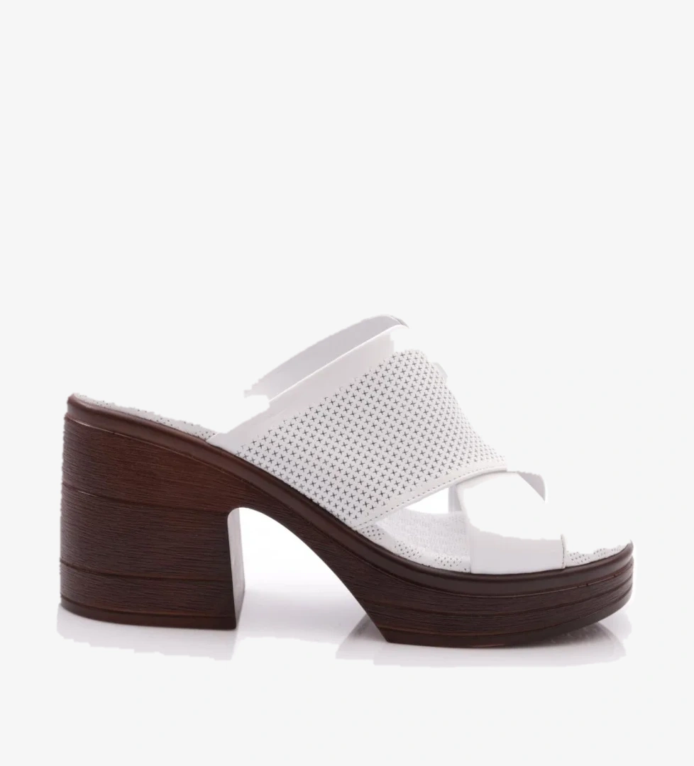 Dgn Dgn Beyaz 1006 Kadin Çapraz Şeritli Topuklu Terlik Sandalet & Terlik | Flo Beyaz - 1. görsel