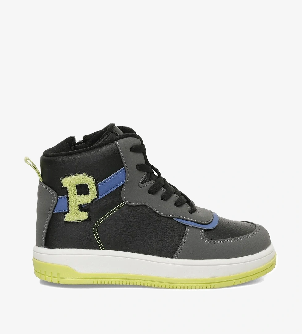 PATCH.P4PR Siyah Erkek Çocuk High Sneaker - Görsel 1