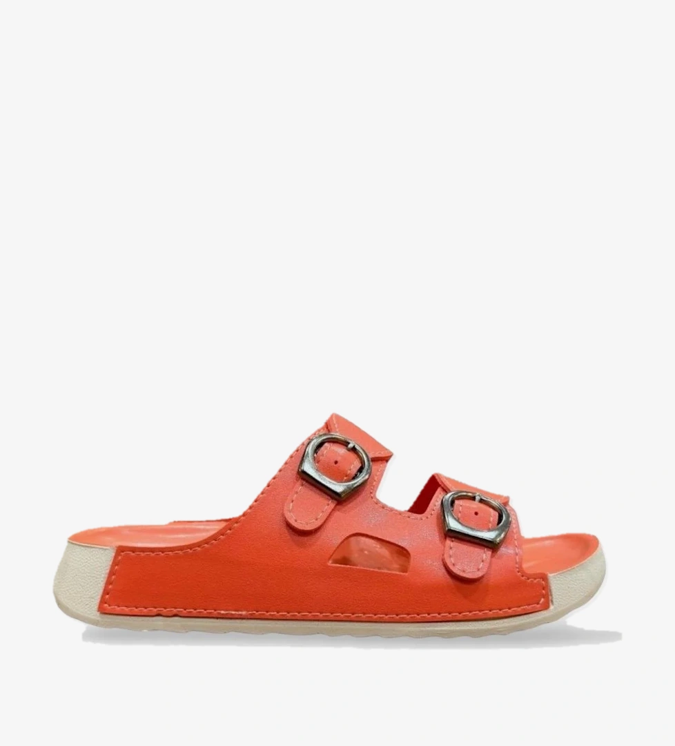 Çift Bantlı Tokalı Anatomik Taban Rahat Kadın Terlik NAR ÇİÇEĞİ - Görsel 1