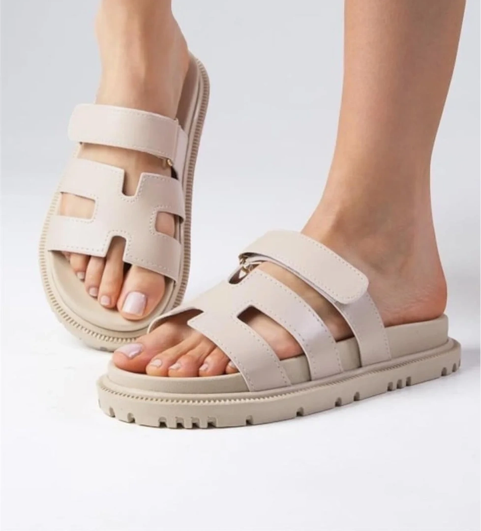 Liger Düz Tabanlı Cırtlı Yazlık Günlük Terlik BEJ model görseli