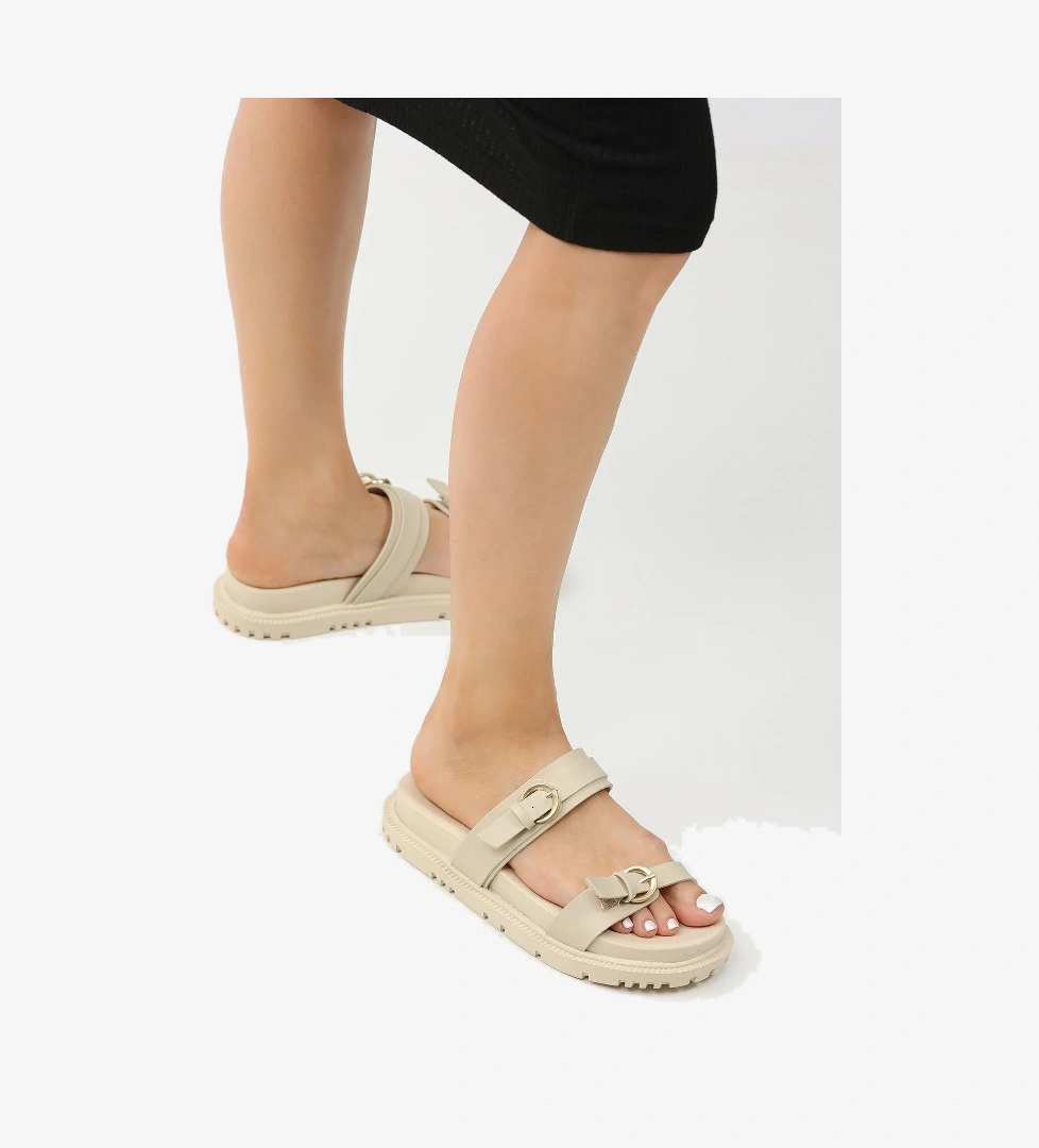 Kadın Çift Tokalı Rahat Taban Terlik