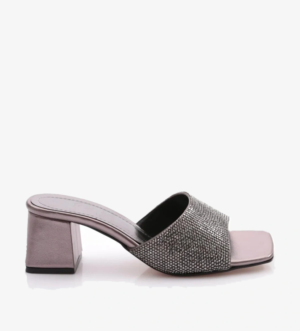 K1034 Kadin Kadeh Topuklu Taş Süslemeli Topuklu Terlik