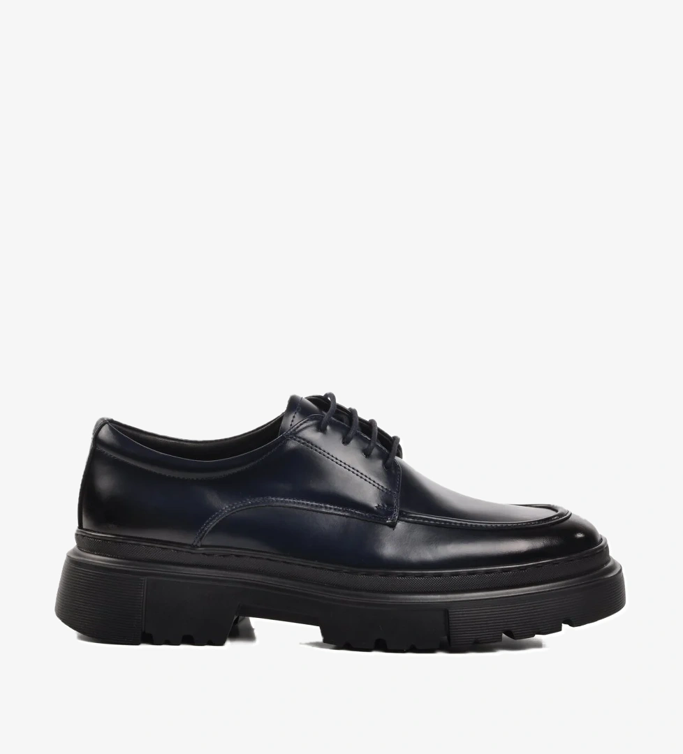 Premium 1308 Lacivert Hakiki Deri Erkek Klasik Ayakkabı GENİŞ KALIP