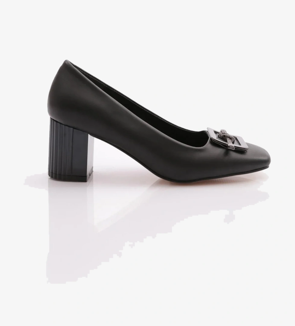 K111 Kadin Kare Tokali Simli İp Detayli Topuklu Ayakkabi