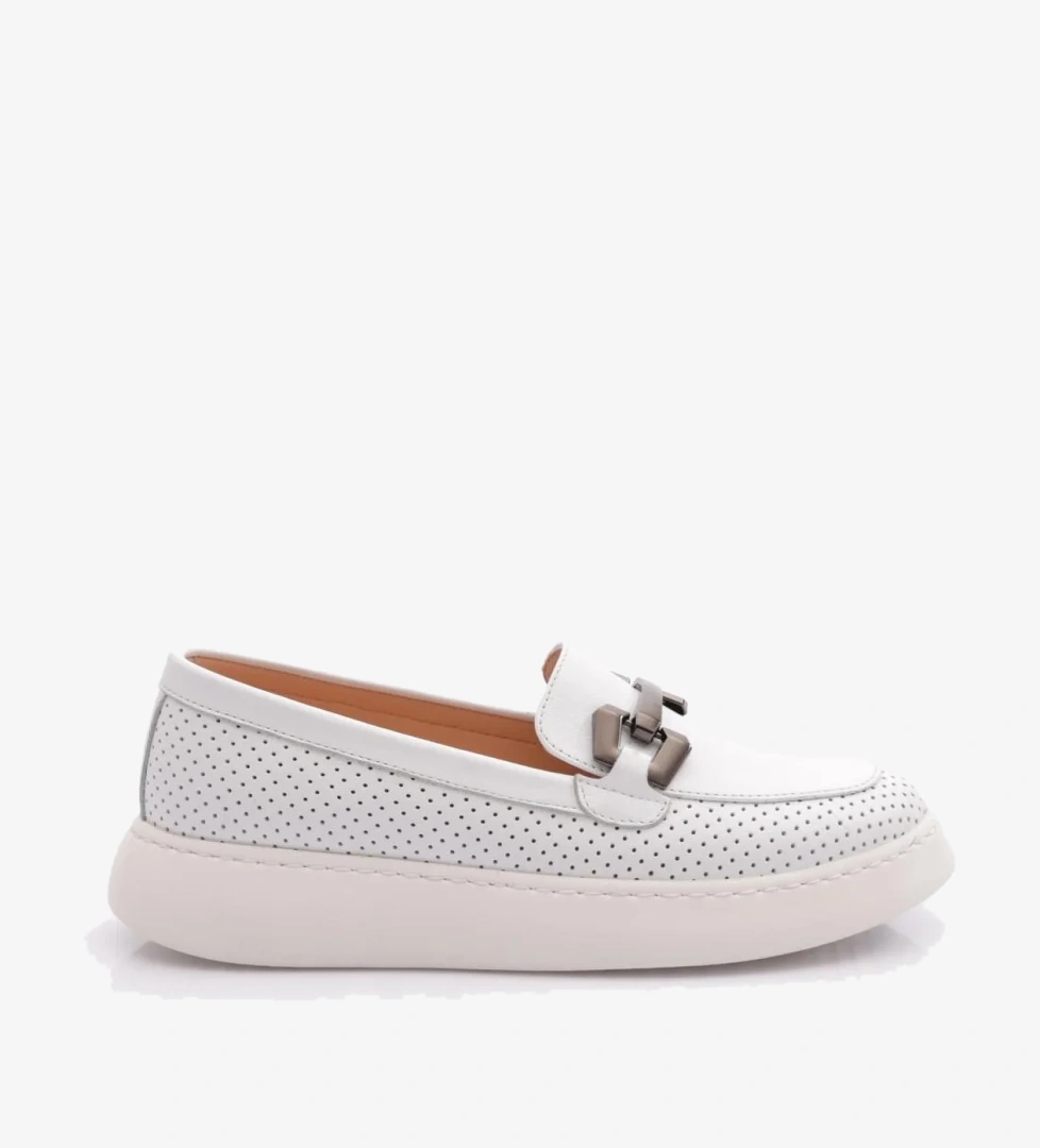 422 Kadin Tokali Lazerli Loafer Ayakkabi