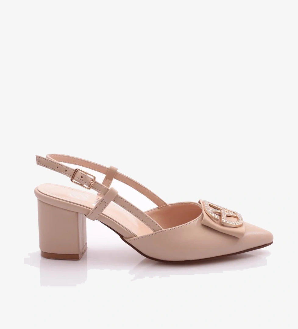 K639 Kadin Yanlari Açik Topuklu Ayakkabi - Görsel 1