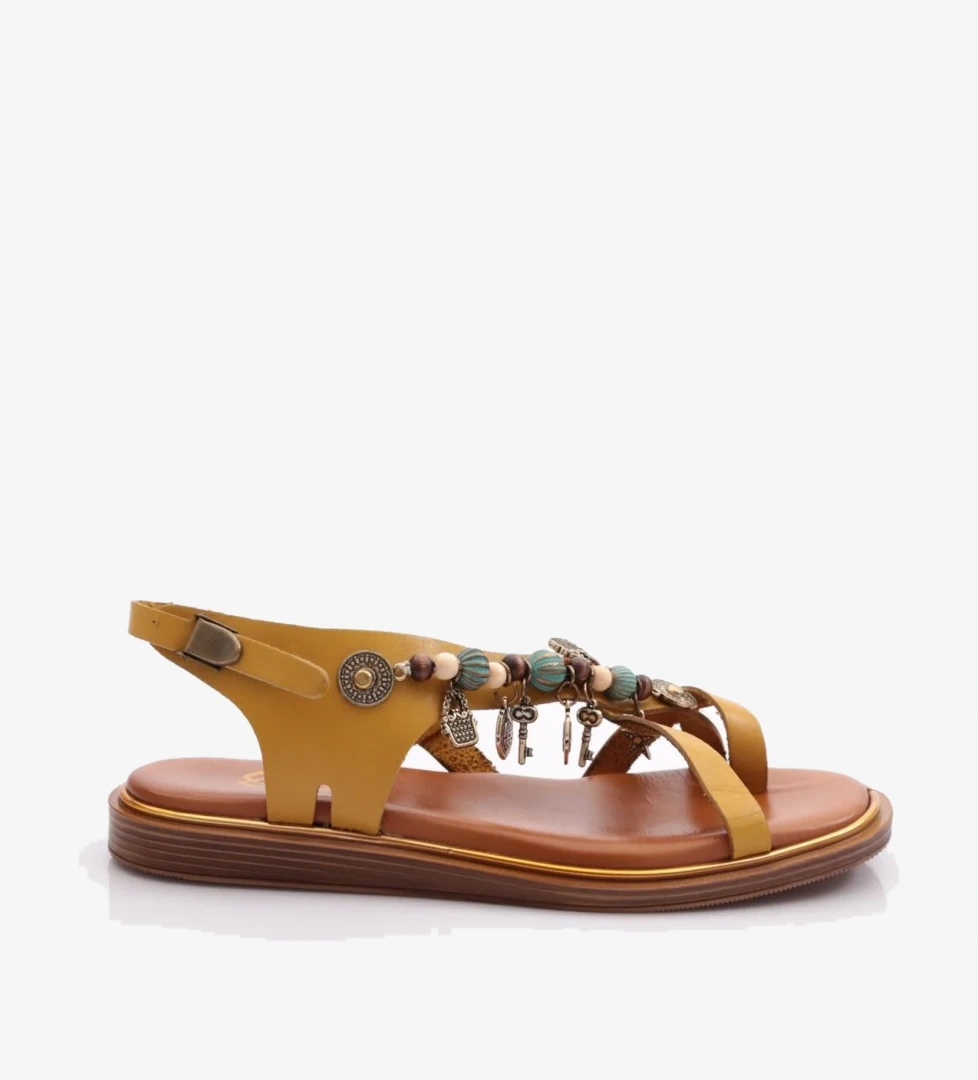 305 Kadin Yanlari Boncuk Detayli Sandalet