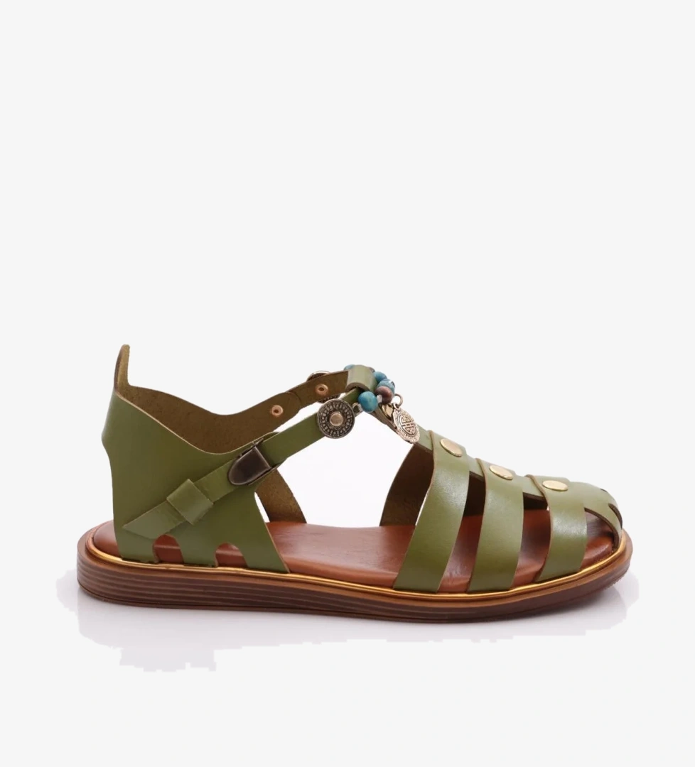 306 Kadin Bilekten Bağlama Boncuklu Sandalet