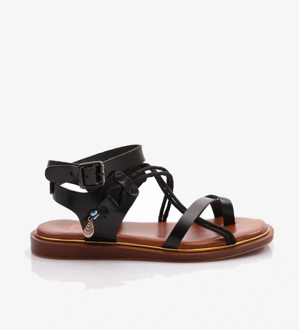 310 Kadin Parmak Arasi Yani Boncuklu Sandalet - Görsel 1