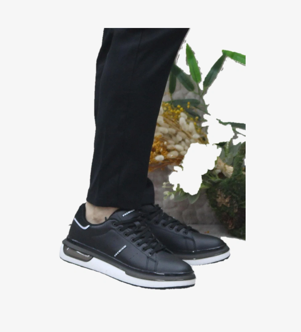 242 1875 Siyah Beyaz Rahat Hafif Orijinal Ürün Erkek Spor Ayakkabı - Görsel 1