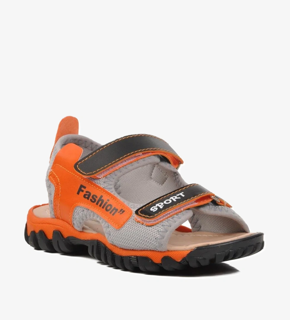 24-410-F Siyah-Turuncu Ortopedik Erkek Çocuk Sandalet