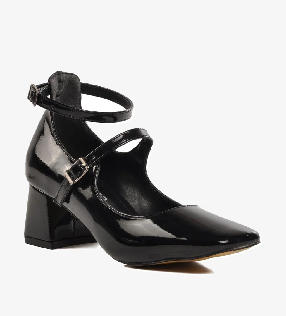 323072 Siyah Rugan Kadın Topuklu Ayakkabı