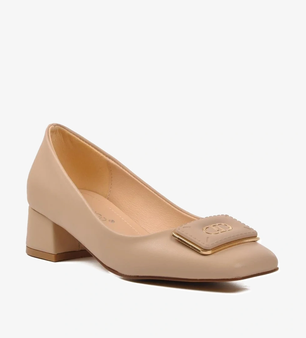 312240 Bej Cilt Kadın Topuklu Ayakkabı