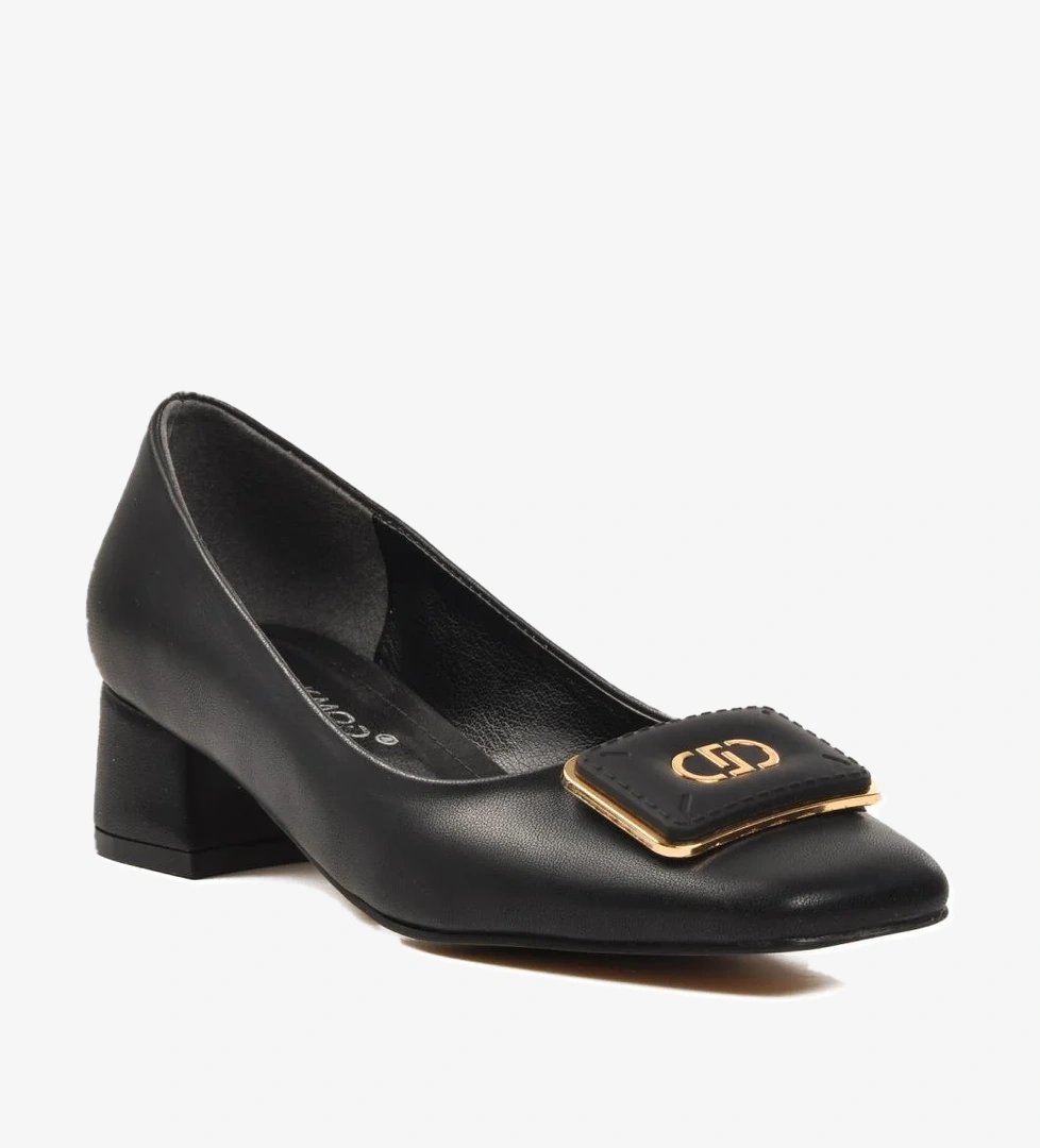 312240 Siyah Cilt Kadın Topuklu Ayakkabı