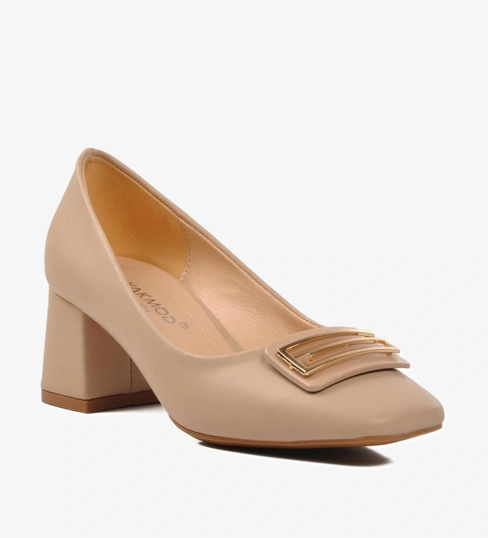 312237 Bej Cilt Kadın Topuklu Ayakkabı