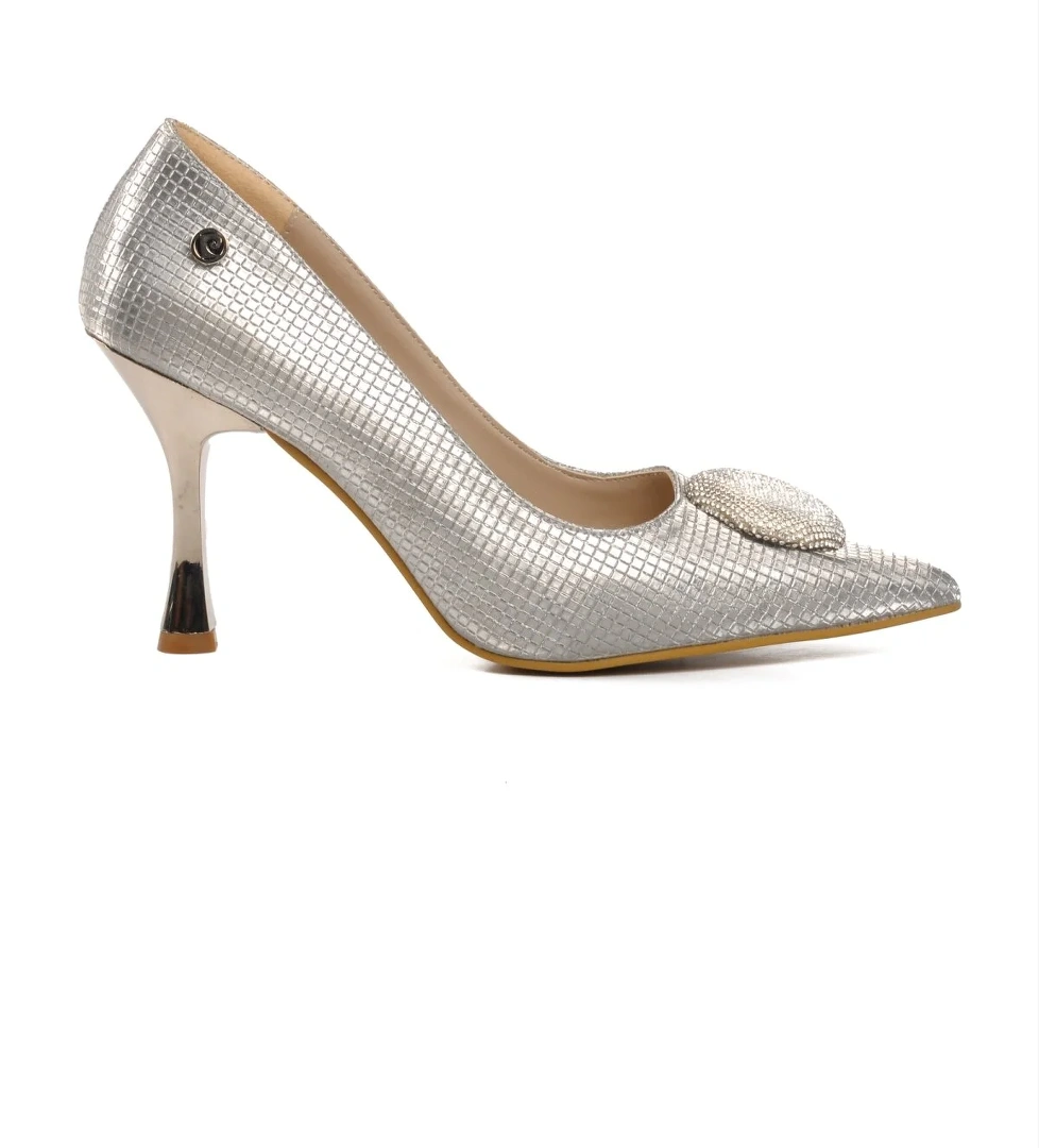 PC-54031 Gümüş Kadın Topuklu Ayakkabı - Görsel 1