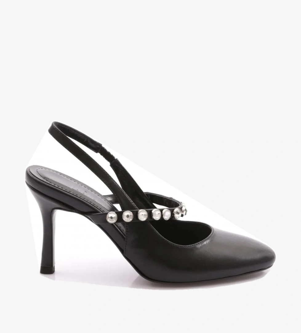 07084-2125 Kadin Önü Taşli Arkasi Açik Topuklu Ayakkabi - Görsel 1