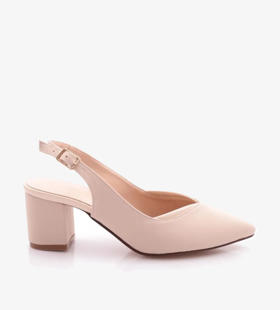 K600 Kadin Arkasi Açik Sivri Burun Topuklu Ayakkabi - Görsel 1