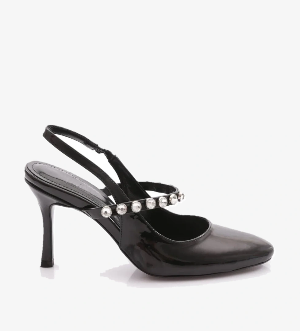 07084-2125 Kadin Önü Taşli Arkasi Açik Topuklu Ayakkabi