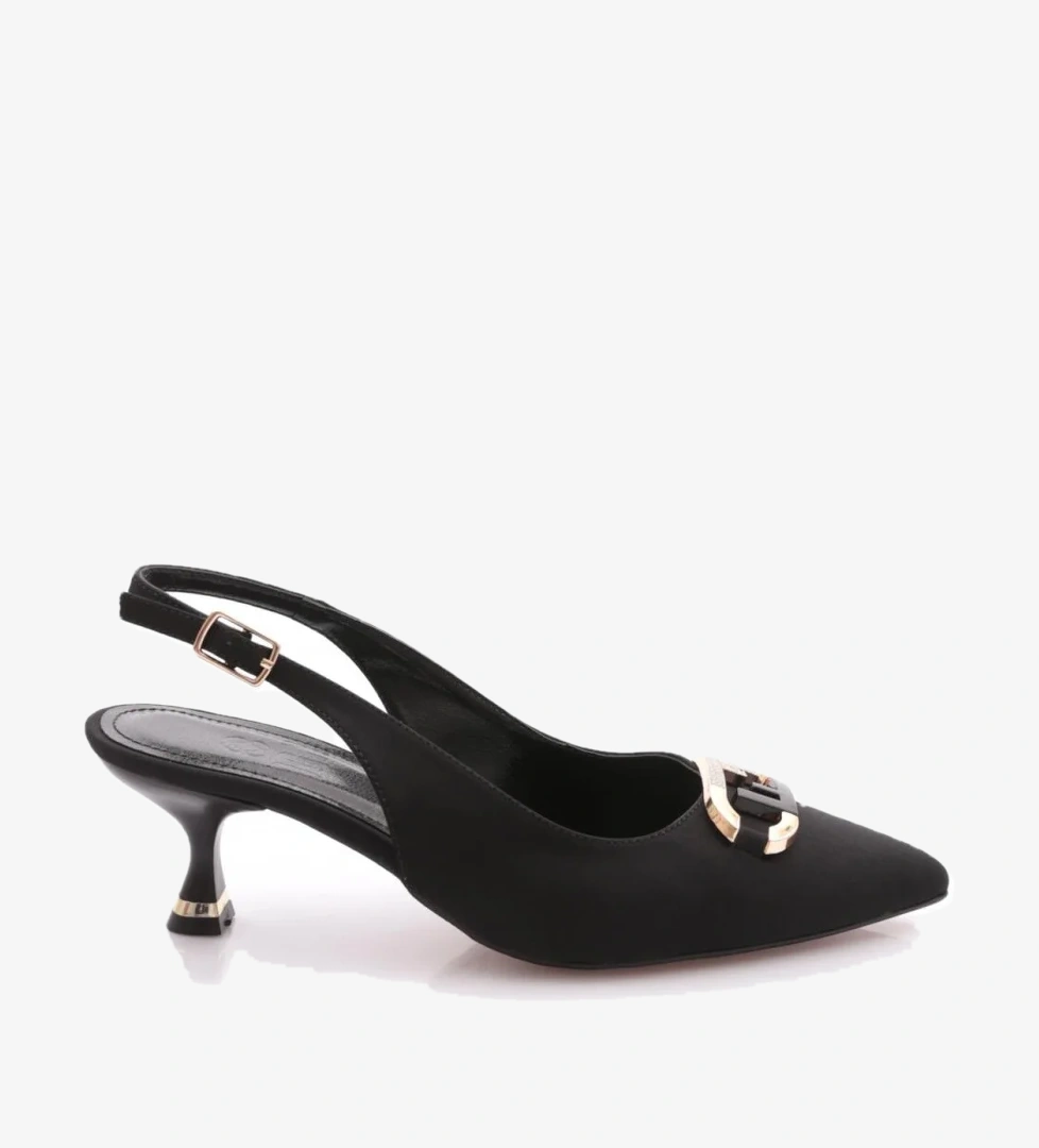 24215 Kadin Metal Tokali Topuklu Ayakkabi