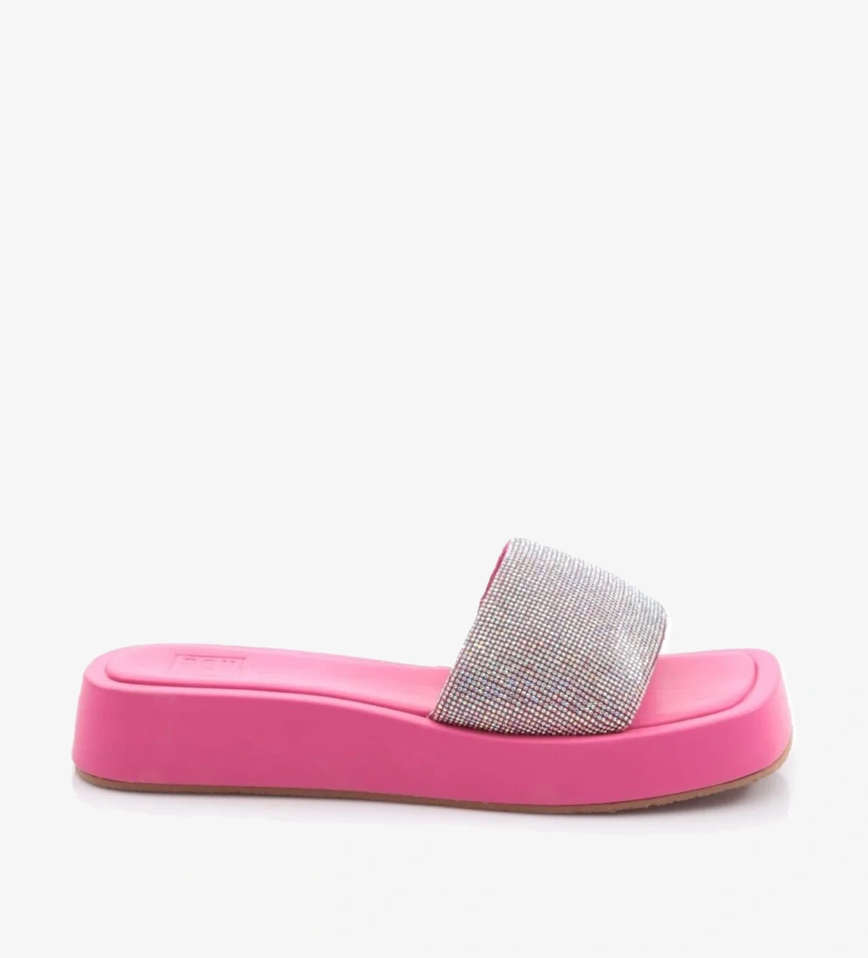 8026 Kadin Silver Taşli Kalin Taban Terlik