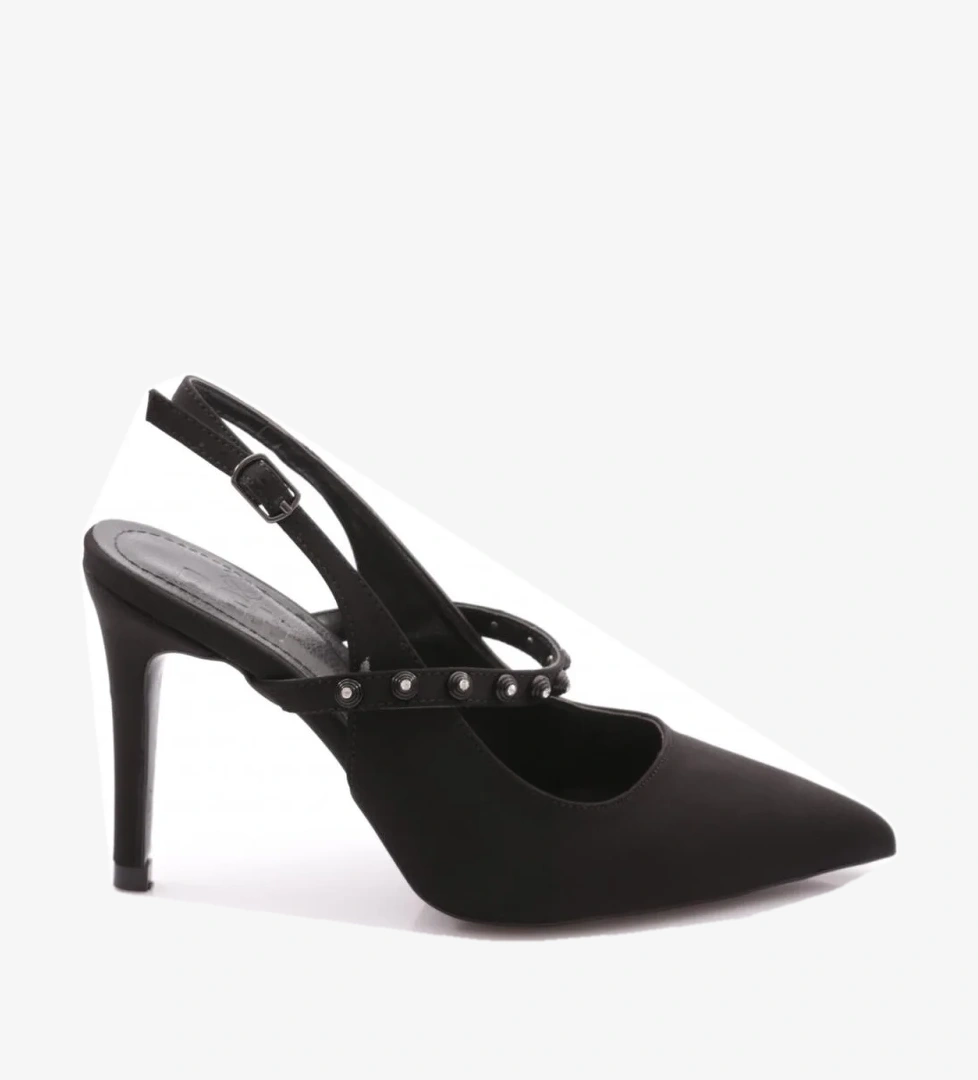 1505 Kadin Üstü Şeritli Topuklu Abiye Ayakkabi