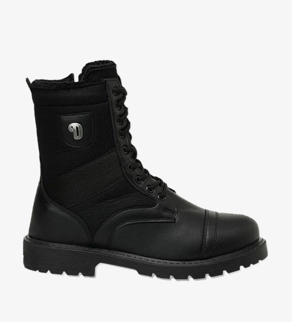 Erkek Su ve Soğuğa Dayanıklı Fermuarlı çi Kürklü Bot SİYAH - Görsel 1