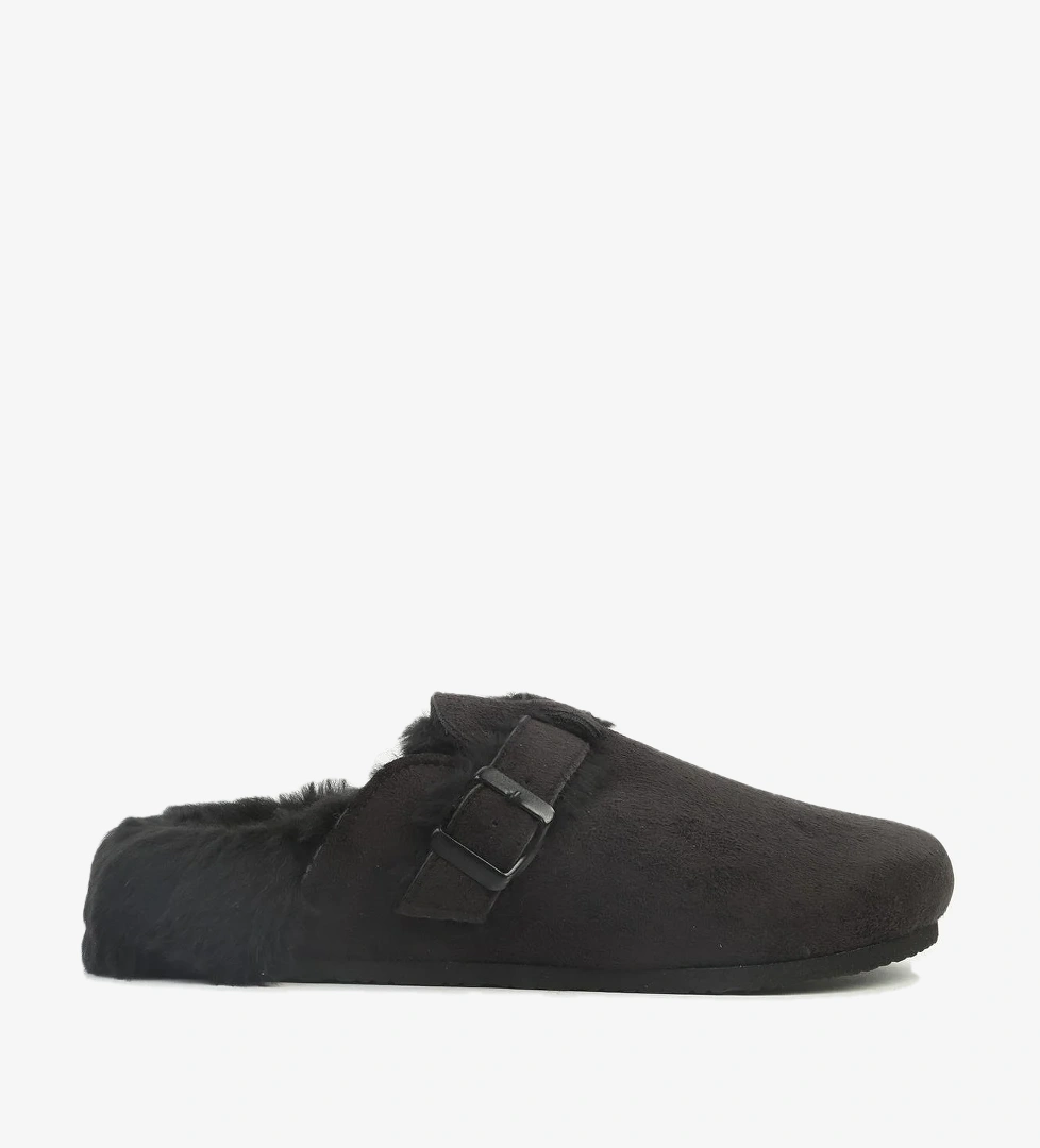 ® | PC-54391 kadın Siyah içi tüylü terlik - Görsel 1