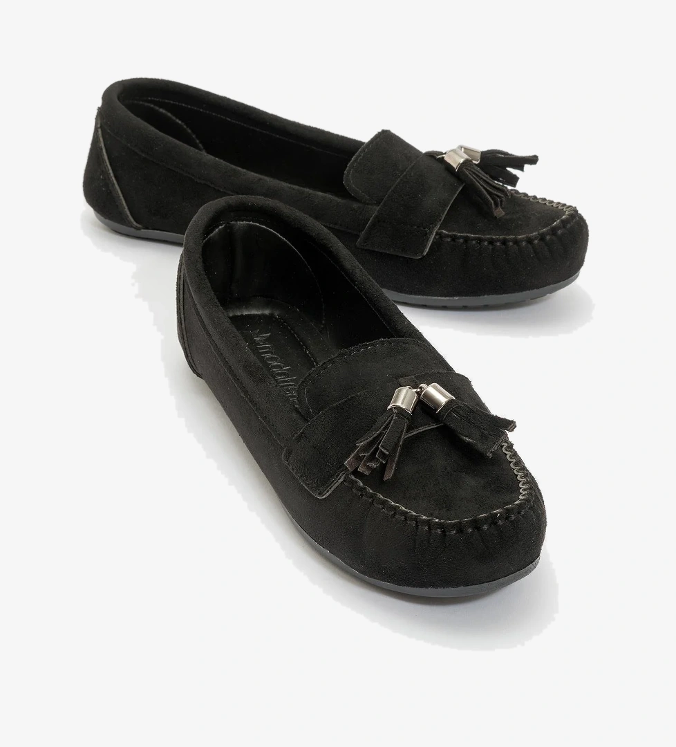 Kadın Tokalı Babet SİYAH SÜET